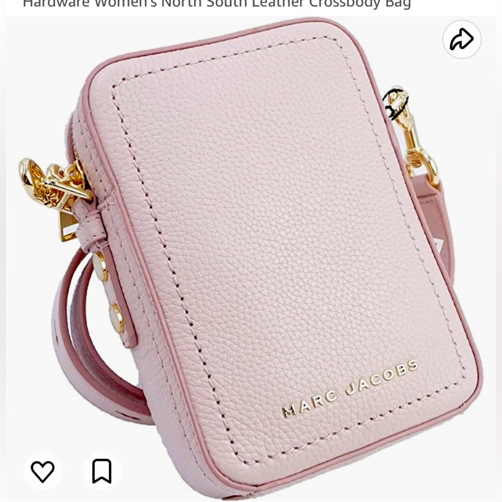 Marc Jacobs North South Leather Crossbody Bag in Peach Whip with gold hardware